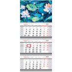 Календарь квартальный 3 бл. на 3 гр. BG "Цветы на воде", с бегунком, 2025г.