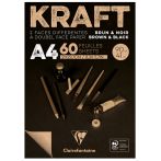 Скетчбук - блокнот 60л., А4 Clairefontaine "Kraft", на склейке, верже,черный/крафт, 90г/м2