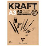 Скетчбук - блокнот 50л., А3 Clairefontaine "Kraft", на склейке, верже, крафт, 120г/м2