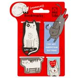 Закладки магнитные для книг, 4шт., MESHU "Funny cat", ламинация