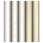 Упаковочная бумага глянц. 70*100см, MESHU "Pattern on white", 80г/м2, ассорти 5 дизайнов