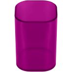 Подставка-стакан СТАММ "Фаворит", пластиковая, квадратная, тонированная фиолетовая