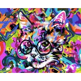 УЦЕНКА - Картина по номерам на холсте ТРИ СОВЫ "Абстрактный кот", 40*50, с акриловыми красками и кистями