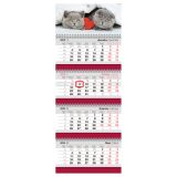 Календарь квартальный 4 бл. на 4 гр. OfficeSpace Business "Два кота", с бегунком, 2024г.