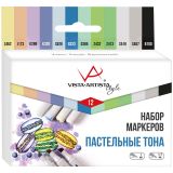 Набор маркеров для творчества Vista-Artista "Style" 12цв., Пастельные тона, пулевидный/скошенный, 0,7мм/1-7мм