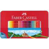Карандаши цветные Faber-Castell "Замок", 60цв., шестигр., заточ.+2ч/г кар. Grip+ластик+точилка, метал. коробка