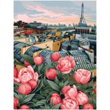 Картина по номерам на холсте ТРИ СОВЫ "Цветущий Париж", 40*50, с акриловыми красками и кистями
