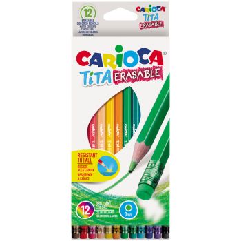 Карандаши цветные пластиковые стираемые Carioca 