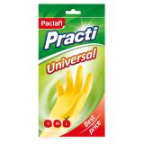 Перчатки резиновые хозяйственные Paclan "Practi. Universal", разм. L, х/б напыление, желтые, пакет с европодвесом