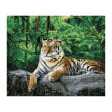 Алмазная мозаика ТРИ СОВЫ "Тигр в джунглях", 40*50см, холст, картонная коробка с пластиковой ручкой