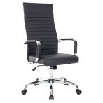 Кресло руководителя Helmi HL-E17 "Slim" Extra, экокожа черная, хром, механизм качания