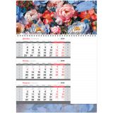 Календарь квартальный 1 бл. на 1 гр. BG Mono "Цветы", с бегунком, бл. для заметок, 2025г.