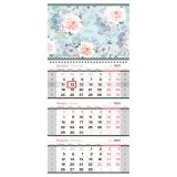 Календарь квартальный 1 бл. на 1 гр. OfficeSpace "Delicate flowers", с бегунком, 2024г.