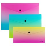 Набор пластиковых папок-конвертов на кнопке Berlingo "Radiance", форматы А4, А5, Travel size, 3шт