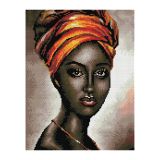 Алмазная мозаика ТРИ СОВЫ "Африканская женщина", 30*40см, холст, картонная коробка с пластиковой ручкой