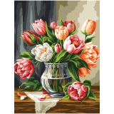 Картина по номерам на холсте ТРИ СОВЫ "Букет тюльпанов", 40*50, с акриловыми красками и кистями