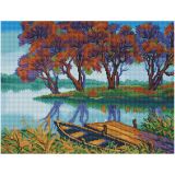 Алмазная мозаика ТРИ СОВЫ "Осенний пейзаж", 40*50см, холст на деревянном подрамнике, картонная коробка с пластиковой ручкой