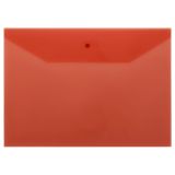 Папка-конверт на кнопке СТАММ А4, 120мкм, пластик, прозрачная, красная