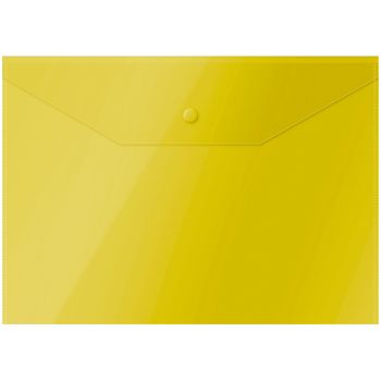 Папка-конверт на кнопке OfficeSpace А4, 120мкм, пластик, желтая