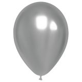 Воздушные шары,  50шт., М12/30см, MESHU, хром, серебро