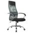 Кресло руководителя Helmi HL-E87, CH, спинка сетка серая/экокожа, сиденье ткань черная, хром, механизм качания