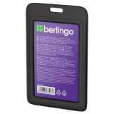 Бейдж вертикальный Berlingo "ID 200", 85*55мм, черный, без держателя, крышка-слайдер