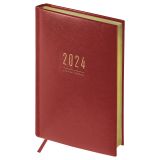 Ежедневник датированный 2024г., А5, 176л., кожзам, OfficeSpace "Dallas", бордовый