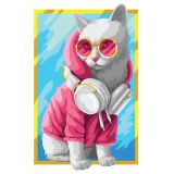 Картина по номерам на картоне ТРИ СОВЫ "Стильная кошка", 30*40, с акриловыми красками и кистями