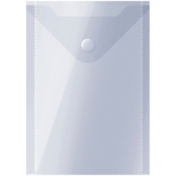 Папка-конверт на кнопке СТАММ А6 (105*148мм), 150мкм, пластик, прозрачная, бесцветная