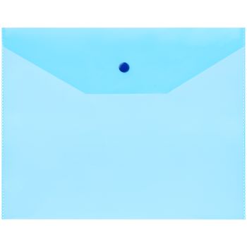 Папка-конверт на кнопке OfficeSpace А5 (190*240мм), 120мкм, пластик, полупрозрачная, синяя