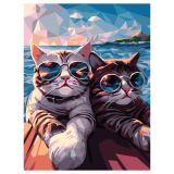 Картина по номерам на холсте ТРИ СОВЫ "Коты на отдыхе", 30*40, с акриловыми красками и кистями
