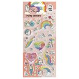 Наклейки объемные MESHU "Rainbow unicorn", 10*23см, с блестками, пакет европодвес