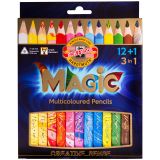 Карандаши с многоцветным грифелем Koh-I-Noor "Magic", 12цв.+ карандаш-блендер, утолщенные, заточен., картон, европодвес
