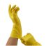 Перчатки резиновые хозяйственные OfficeClean ЛЮКС, многоразовые, хлопчатобумажное напыление, плотные, р.M, желтые, пакет с европодвесом