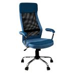 Кресло руководителя Helmi HL-E41 "Stylish", ткань/сетка, синяя/голубая