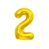 Воздушный шар, 40", MESHU,  цифра 2, золотой, фольгированный