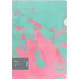 Папка-уголок Berlingo "Haze", 200мкм, мятная/розовая, с рисунком, с эффектом блесток