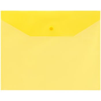 Папка-конверт на кнопке OfficeSpace А5 (190*240мм), 120мкм, пластик, полупрозрачная, желтая