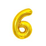 Воздушный шар, 40", MESHU,  цифра 6, золотой, фольгированный