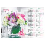 Календарь настенный листовой А3, OfficeSpace "Прекрасные цветы", 2024г.