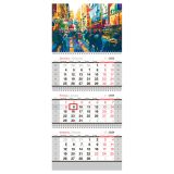 Календарь квартальный 3 бл. на 3 гр. OfficeSpace "City life", с бегунком, 2024г.