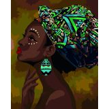 Картина по номерам на холсте ТРИ СОВЫ "Африканская красавица", 40*50, с акриловыми красками и кистями