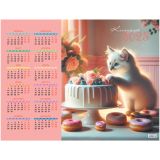 Календарь настенный листовой А2, BG "Котенок", 2025г