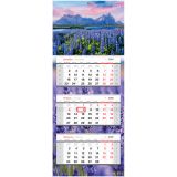Календарь квартальный 3 бл. на 3 гр. BG Premium "Природа", с бегунком, 2025г.