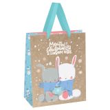 Пакет подарочный 18*23*10см MESHU "Cute bunny", фольга, блестки, крафт