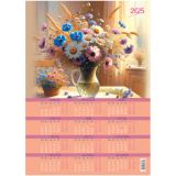 Календарь настенный листовой А3, BG "Цветы", 2025г