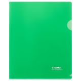 Папка-уголок СТАММ А5, 180мкм, пластик, прозрачная, зеленая