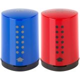 Точилка пластиковая Faber-Castell "Grip 2001 Mini" 1 отверстие, контейнер, красная/синяя