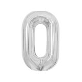 Воздушный шар, 40", MESHU,  цифра 0, серебро, фольгированный