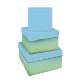 Набор квадратных коробок 3в1, MESHU "Green-blue gradient", (19,5*19,5*11-15,5*15,5*9см)